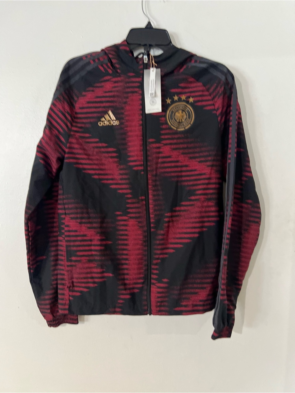 adidas Men’s Black & Burgundy Germany Crest Track Jacket
